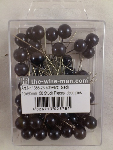 Colored pins 10 mm 50 p. black